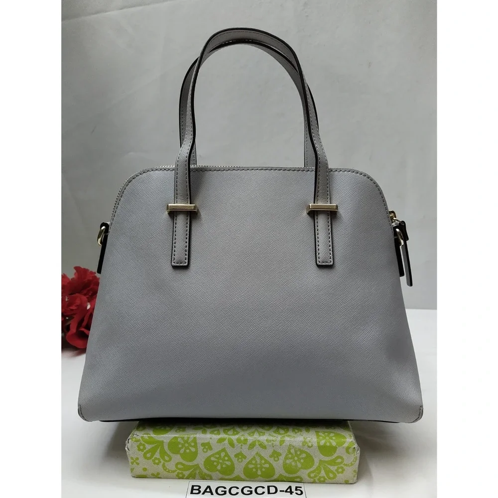 Kate Spade New York Light Blue Leather Dome Double Handles Zipper Satchel Bag